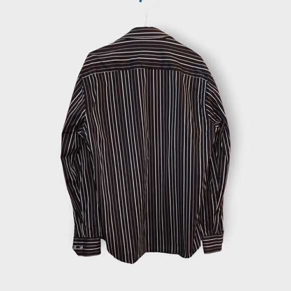 Bugatchi Size Large Shaped Fit 100% Cotton Striped Shirt - Picture 2 of 4